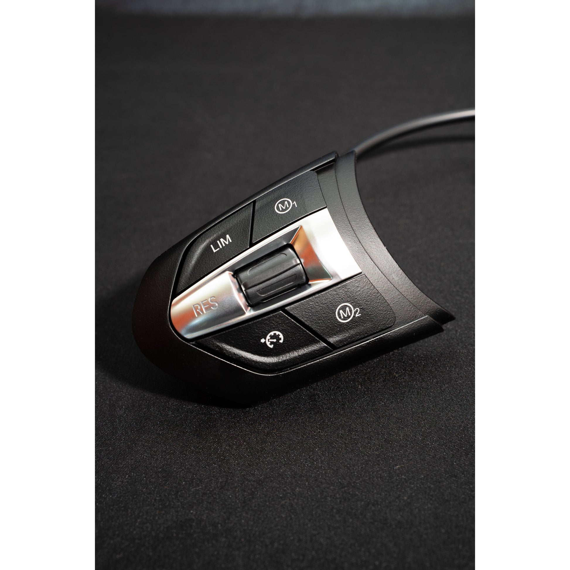 Front view of left button cluster of B58Bible BMW F-Series Steering Wheel M1/M2 + Cruise Control Multifunction Switches in Silver